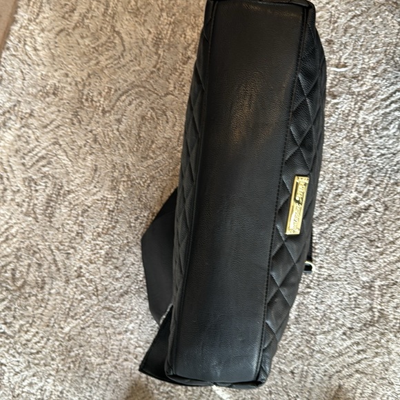 Betsy Johnson Large Black Quilted Sequin Polka Dot Bow Tote Bag - Picture 9 of 14